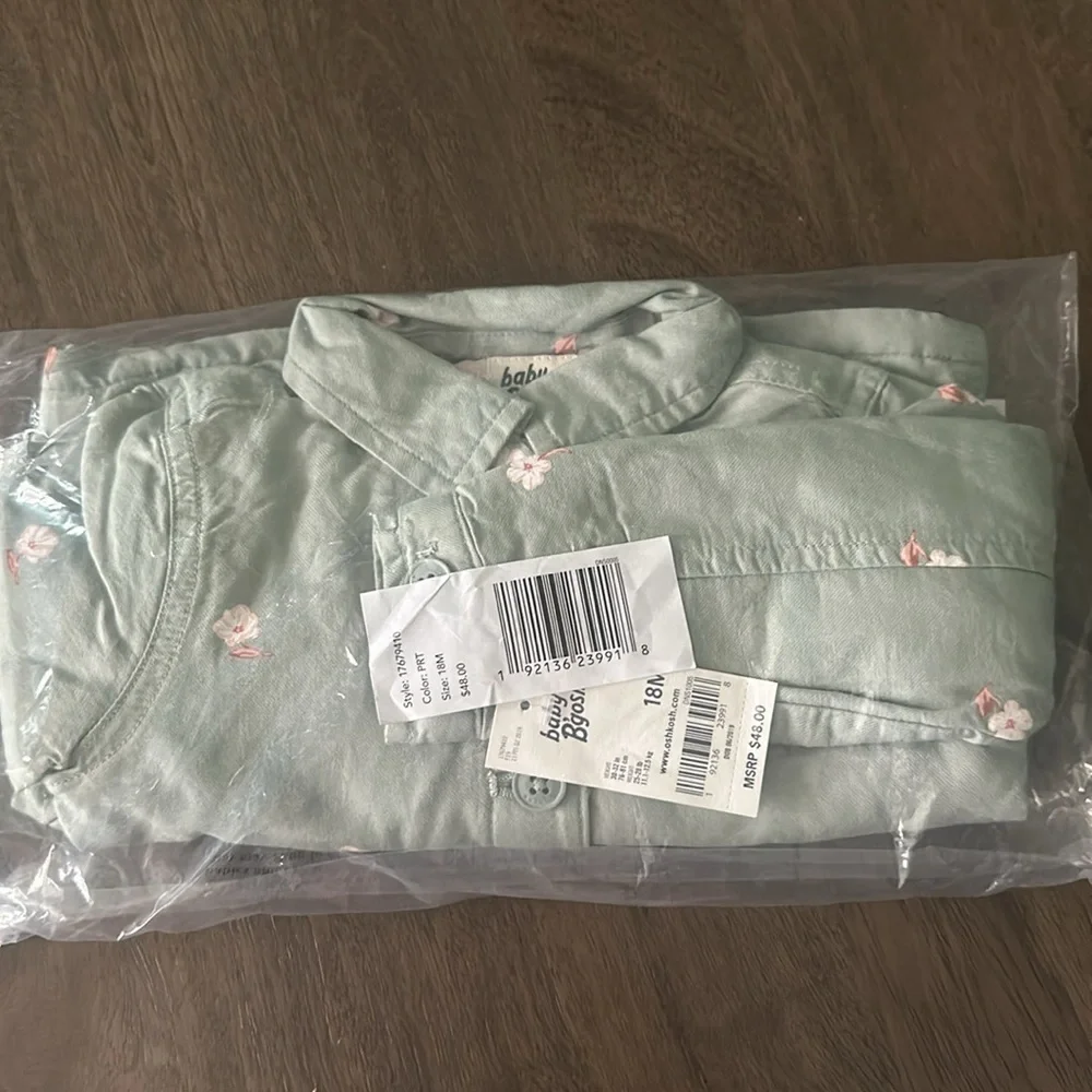 NWT Baby Girl OshKosh B'gosh® Floral Twill Jacket 18 MONTHS, Olive